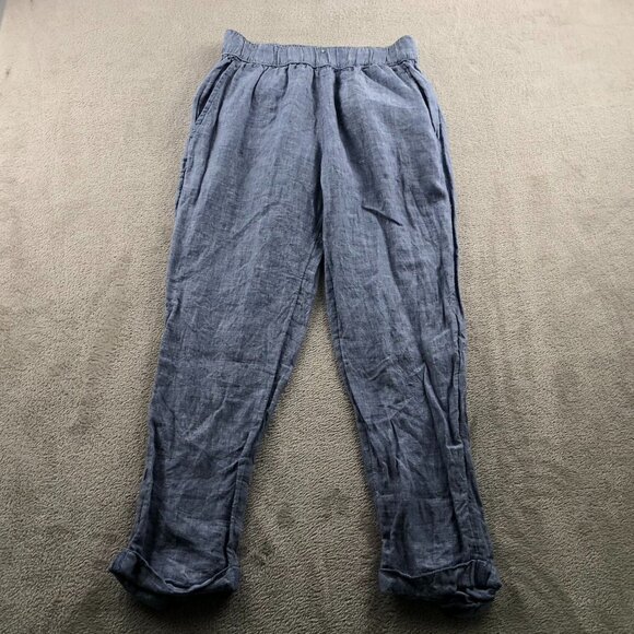 Rachel Roy Women Pants Size XS Straight Leg 100% Linen Blue Elastic Waist Casual - Picture 10 of 11